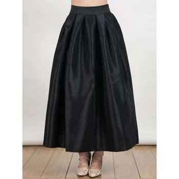 

Long Skirts Women Satin Tutu Retro Pleated Ankle Skirt Autumn Faldas Jupe Femme Elegant Lady Party Outwear Women Clothing 2019