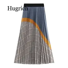 Женская юбка трапециевидной формы с завышенной талией, винтажные юбки, женские плиссированные юбки в клетку и полоску, свободные женские юбки Jupe Femme Saia Faldas