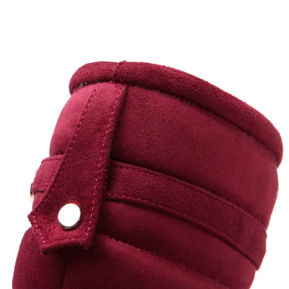 BONJOMARISA Big Size 33-42 New Snow Boots Women Fashion Belt Buckle Ladies Height Increasing Platform Winter Warm Fur Boots