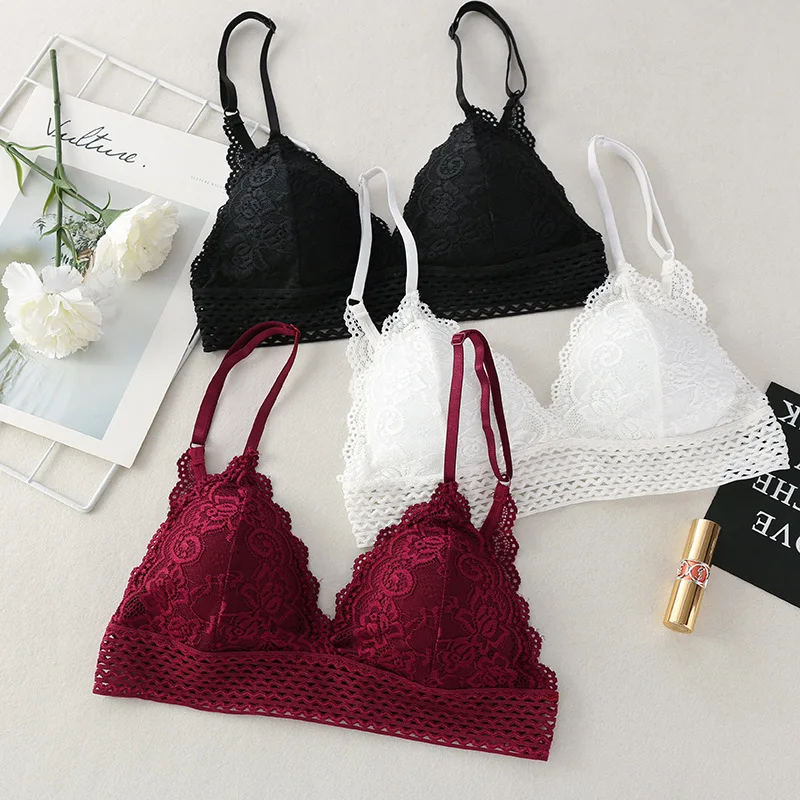 

1PC Sexy Women Bra Floral French Style Bralette Seamless Lace Bra Wire Free Lingerie Female Soft Bras For Women Hot