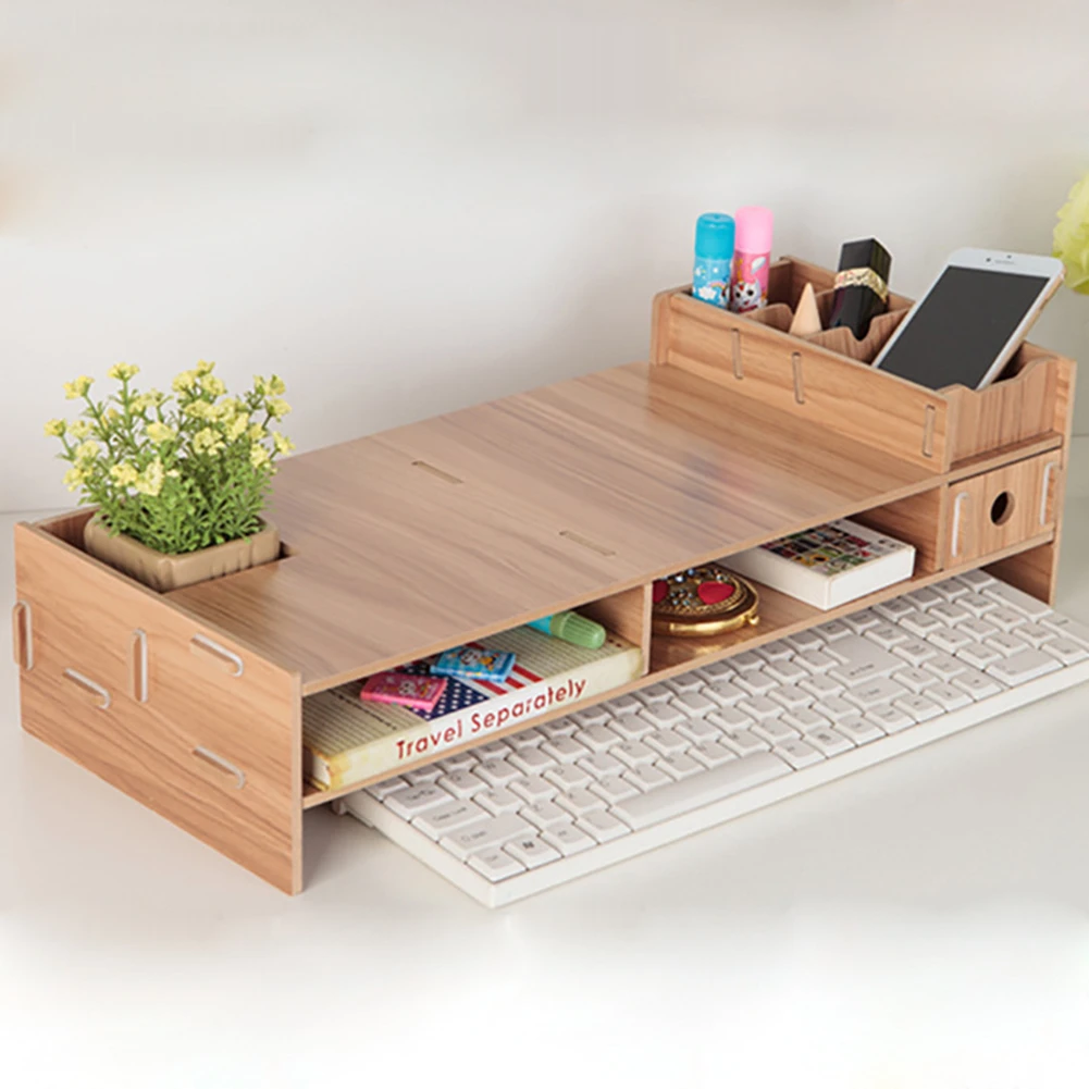 

DIY Wooden Computer Monitor Riser Table Organizer Desktop Keyboard Organizer Storage Monitor Organizer Rack