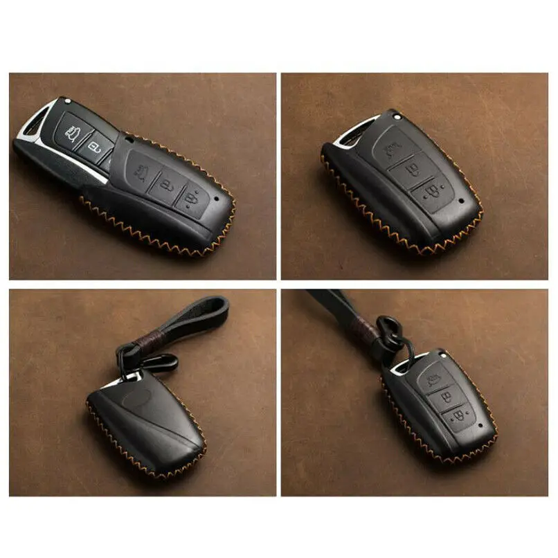 3 кнопки натуральная кожа чехол для ключей автомобиля для hyundai Genesis Santa Fe Equus пульт дистанционного управления Fob