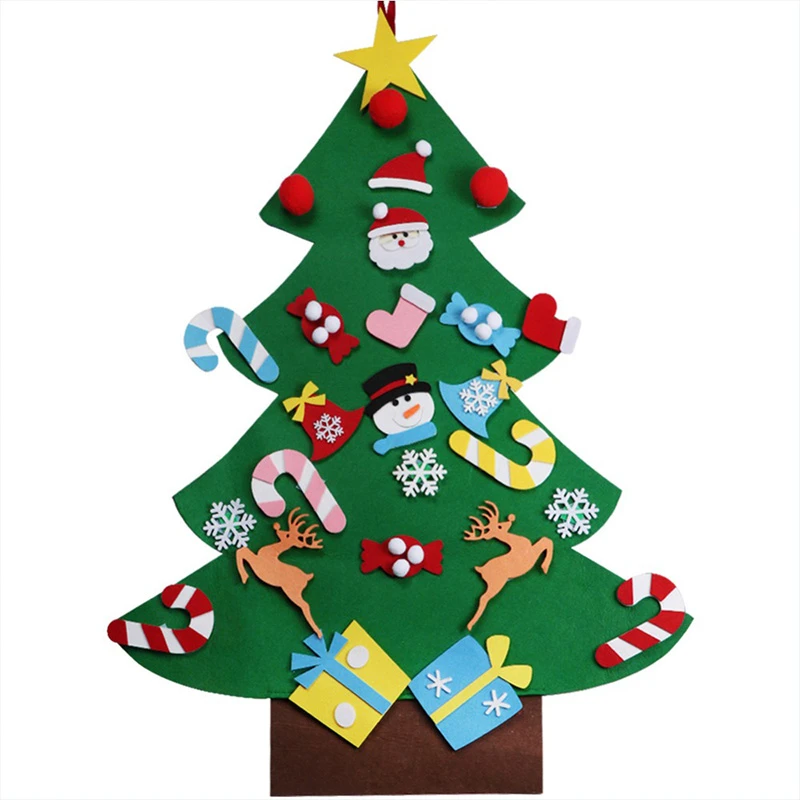 DIY Felt Christmas Tree & Ornaments New Year Gifts Kids Toys Wall Hanging Decor