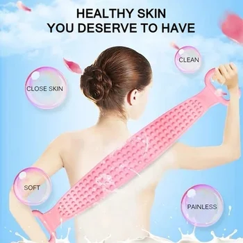 

Double-sided Silicone Back Shower Brush Bath Towel Brush Exfoliating Massage with Pull Ring Cleaning Brushes Bathroom Scrubbers