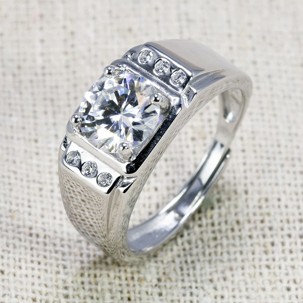 Мужское кольцо из серебра 925 пробы с платиновым покрытием регулируемое |