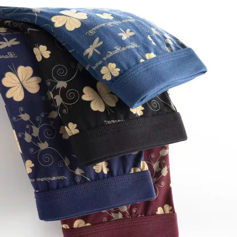 

2020 Men's Panties Underpants Man BoxerShorts Mens Underwear Cotton Man Plus Size Breathable Printed Flexible Loose Boxers Homme