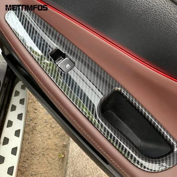 

For Hyundai Santa Fe 2019 2020 Window Lift Switch Cover Trim Inside Armrest Frame Carbon Fiber Interior Accessories Car Styling
