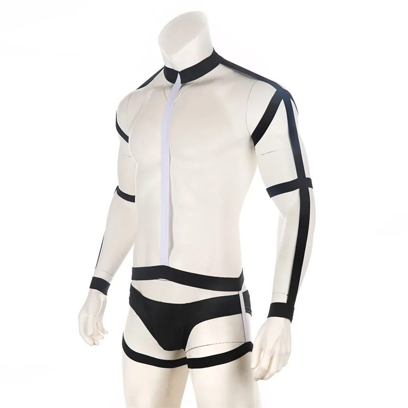 Cosplay&ware Men’s One Piece Harness Lingerie Body Chest Bondage Costume Elastic Arm Sleeve Straps Suit For Nightclub -Zentai shop online H740fc7603d534e40a8a255cd63fab8d4E.jpg