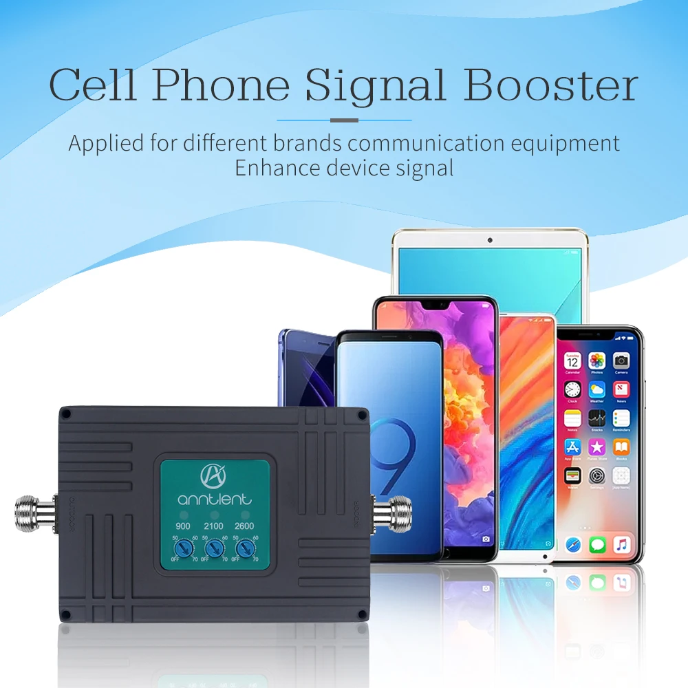 70dB Gain 2G 3G 4G Tri Band Repeater ALC Smart mini GSM 900+WCDMA 2100+LTE 2600 MHz Cellular Amplifier Cell Phone Signal Booster