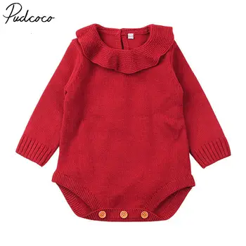 

Pudcoco Newborn Kid Baby Girls Clothes Wool Knitting Long Sleeve O-neck Bodysuit Outfit Clothes 0-24months Pudcoco