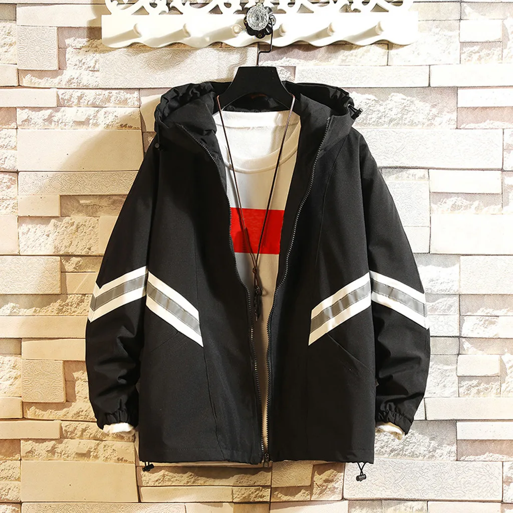 Men Coat Jacket Men 2019 New Striped Zipper Pockets Hooded japanese streetwear Harajuku Men Jacket Mens Jackets And Coats Men Coat Jacket Men 2019 New Striped Zipper Pockets Hooded japanese streetwear Harajuku Men Jacket Mens Jackets And Coats