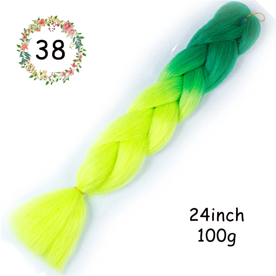 2" Ombre Jumbo косички вязанные крючком косички Прически для наращивания волос фиолетовый розовый черный синтетические волосы косички для женщин Косплей Вечерние - Цвет: 38