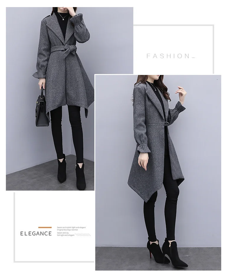 YICIYA, Женское шерстяное пальто размера плюс, 3xl, 4xl, 5xl, Большая куртка, верхняя одежда, облегающая, тонкая, зимняя одежда, Серый кардиган, элегантный