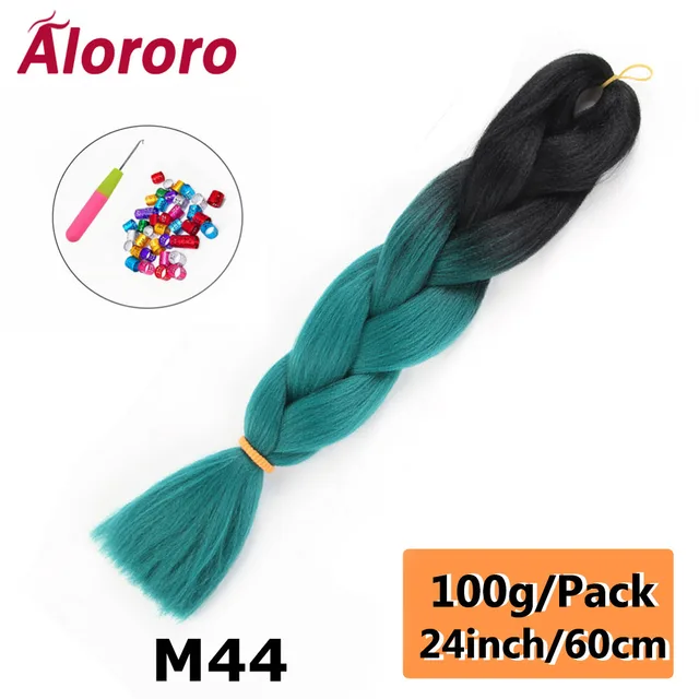 Jumbo Braid Hair Extensions Green Synthetic Braiding Hair 24 Inch Afro Blue Pink Purple Blonde Ombre Hair for Braids Alororo 24inches-M44