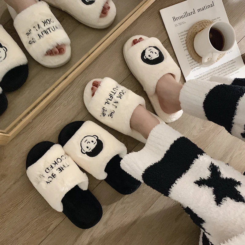 

Women's slippers 2019 new fashion ins wind couple cotton slippers women autumn and winter home non-slip plush cotton shoes men