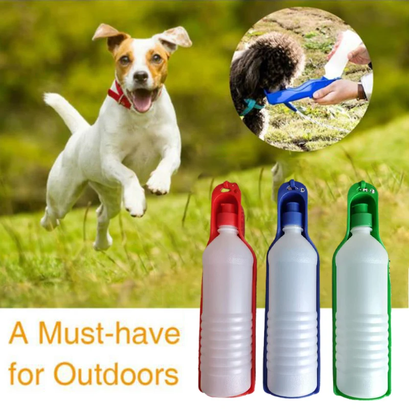 Botella de agua portátil de plástico para mascotas, cuenco plegable de 750ml para viaje al aire libre