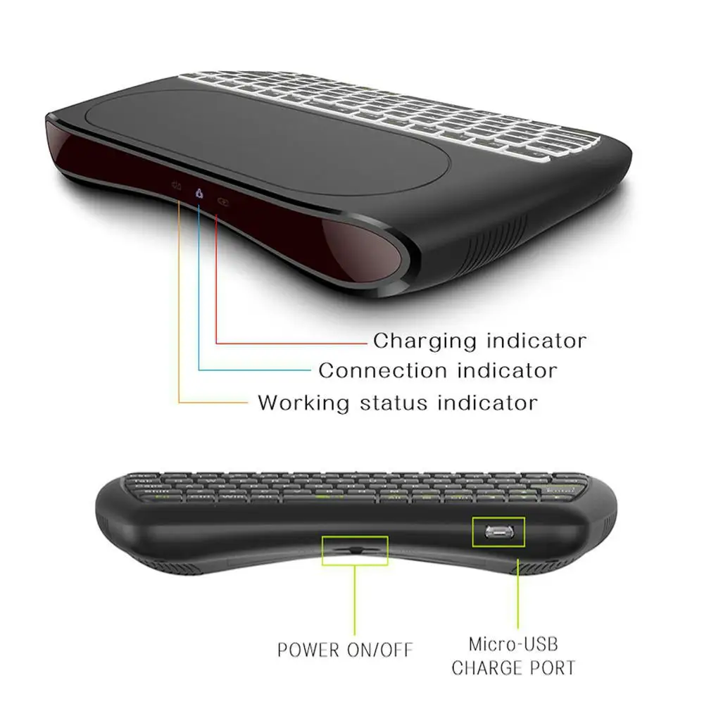 D8 Pro i8, английская, русская, испанская, 2,4 ГГц, Беспроводная мини-клавиатура, Air mouse, тачпад, 7 цветов, с подсветкой, для Android tv BOX H96 max