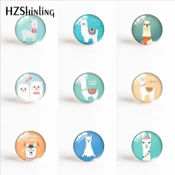 

Alpaca llama Cartoon Pattern glass cabochon Charms Fashion Glass Jewelry Accessories 16mm/20mm/25mm