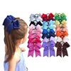 2 PCS 6 inch Bow WITH Elalstic Bobble Loop Big Cheer Leading Hair Bow Ribbons Baby Girls 1