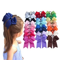 2 PCS 6 inch Bow WITH Elalstic Bobble Loop Big Cheer Leading Hair Bow Ribbons Baby Girls 1