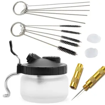 

14-in-1 Airbrush Cleaning Kit | Cleaner Set with Glass Pot, Stainless Steel Holder, Needle and Brush Accessories