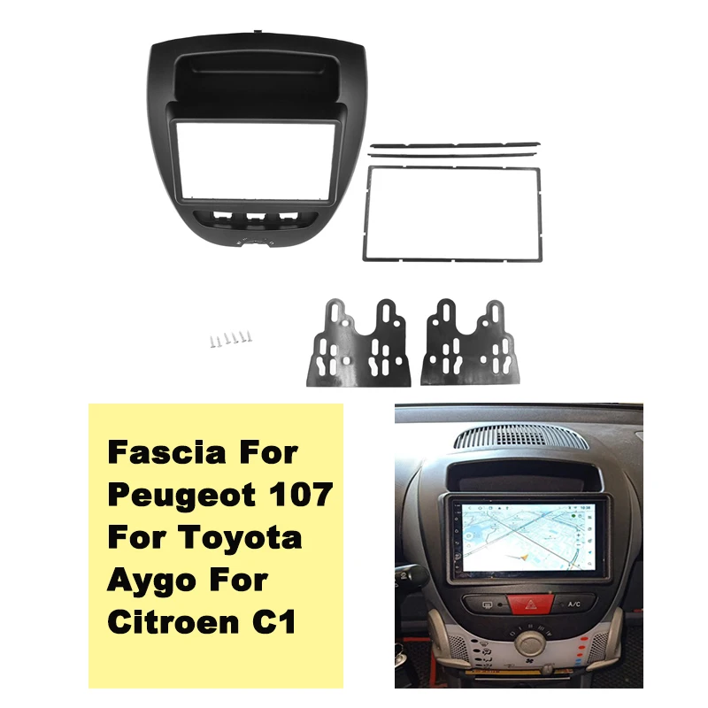 Двойная Рамка для автомагнитолы 2 Din Toyota Aygo Citroen C1 Peugeot 107 2005-2014 комплект приборной