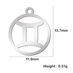 Teamer 12pcs Zodiac Floating Charms Stainless Steel Constellation Pendants (Gemini)