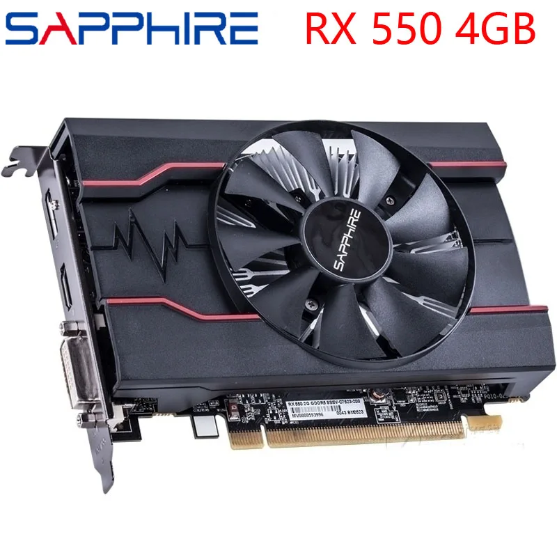 Видеокарта SAPPHIRE RX 550 4 Гб 128 бит GDDR5 видеокарты для AMD RX 500 серии VGA карты RX550 DisplayPort HDMI DVI б/у