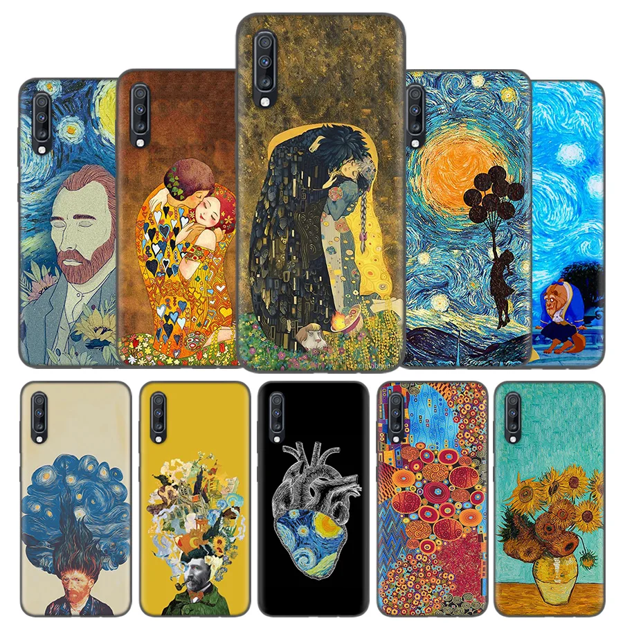 

Silicone Case Cover For Samsung Galaxy A50 A80 A70 A40 A30 A20 A20e A10 A9 A8 A7 A6 Plus 2018 Note 10 9 8 Kiss Gustav Klimt Van