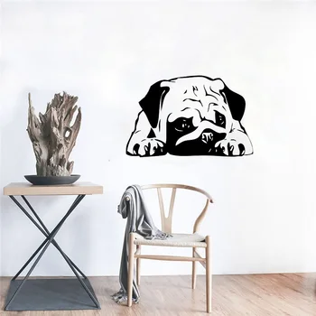 

Sleeping Dog Wall Decal Puppy Pug Vinyl Sticker Cute Animals Home Decor Ideas Room Interior Bedroom Design Wall Art 3194