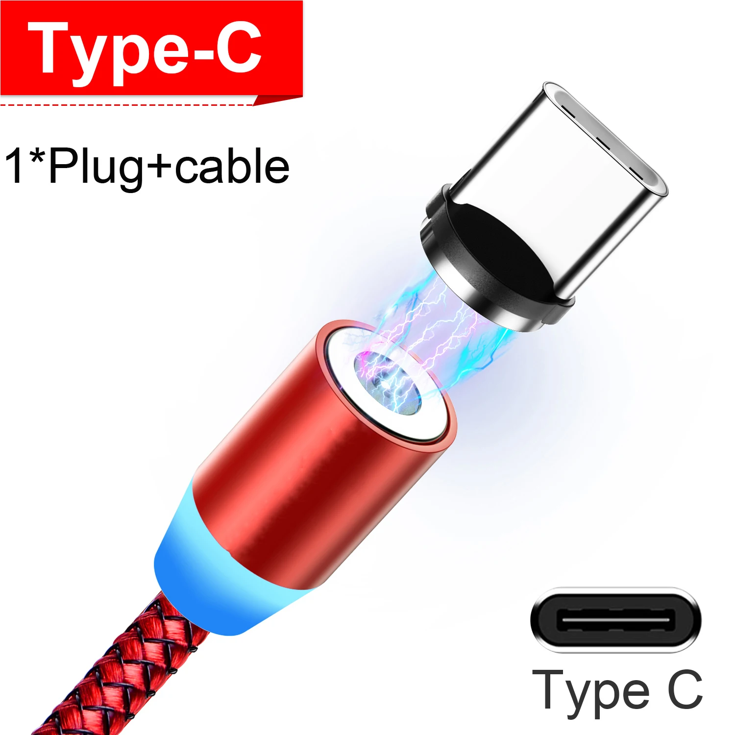 BaySerry Magnetic Cable USB Type C Cable For iPhone 11 Pro Max XR Samsung S9 Xiaomi LED Magnetic Fast Charging Micro USB C Cable - Цвет: Red Type C Cable