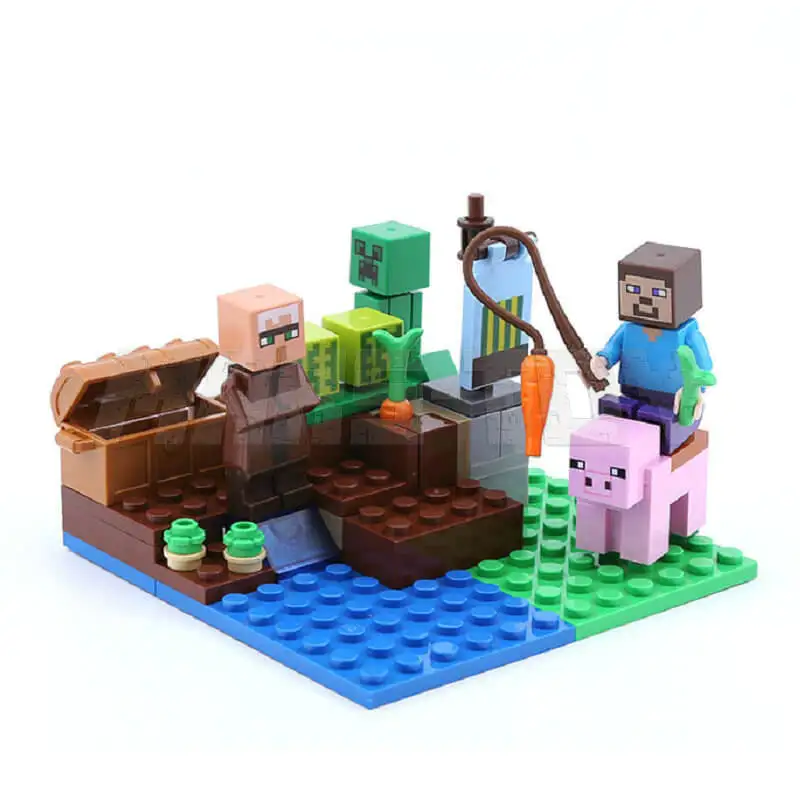 4IN1 The Melon Farm Building Blocks With Steve Villager Witch Action Figures Compatible 21138 My World Brick Set Gifts Toys 4IN1 The Melon Farm Building Blocks With Steve Villager Witch Action Figures Compatible 21138 My World Brick Set Gifts Toys