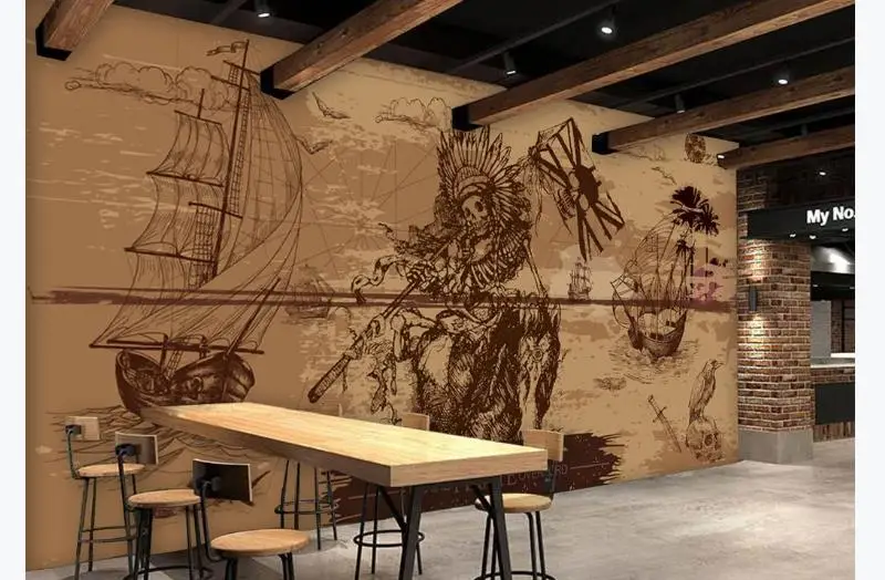 

Printing Photo Mural 3D Design Pirates of the Caribbean Murals Wallpaper For Wall Creative TV Backdrop Wall Murals Decor