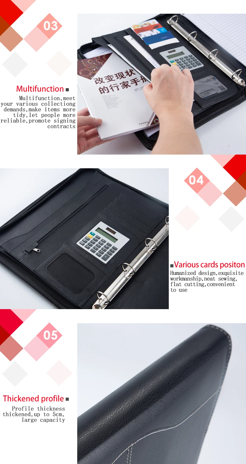 A4 папка для документов, папка для документов, портфель, блокнот с калькулятором, ручка на молнии из искусственной кожи, Офисная папка для файлов