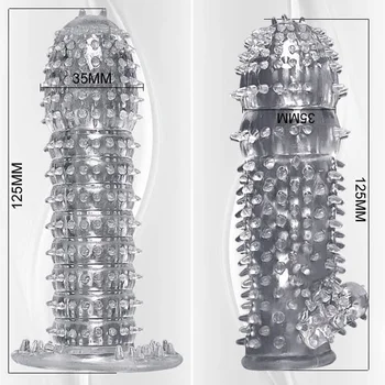 Penis Extender Sleeve Reusable Condom Crystal Cock Sleeve Delay Ejaculation Clitoral Stimulator Sex Toys For Men Intimate Good 5