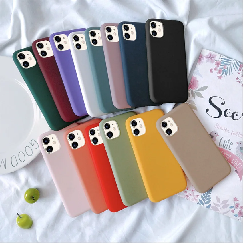 

Iphone cases for 11pro max 6 6s 7 8 plus x xr xs frosted TPU soft shell back cover Waterproof and anti falling pure color case