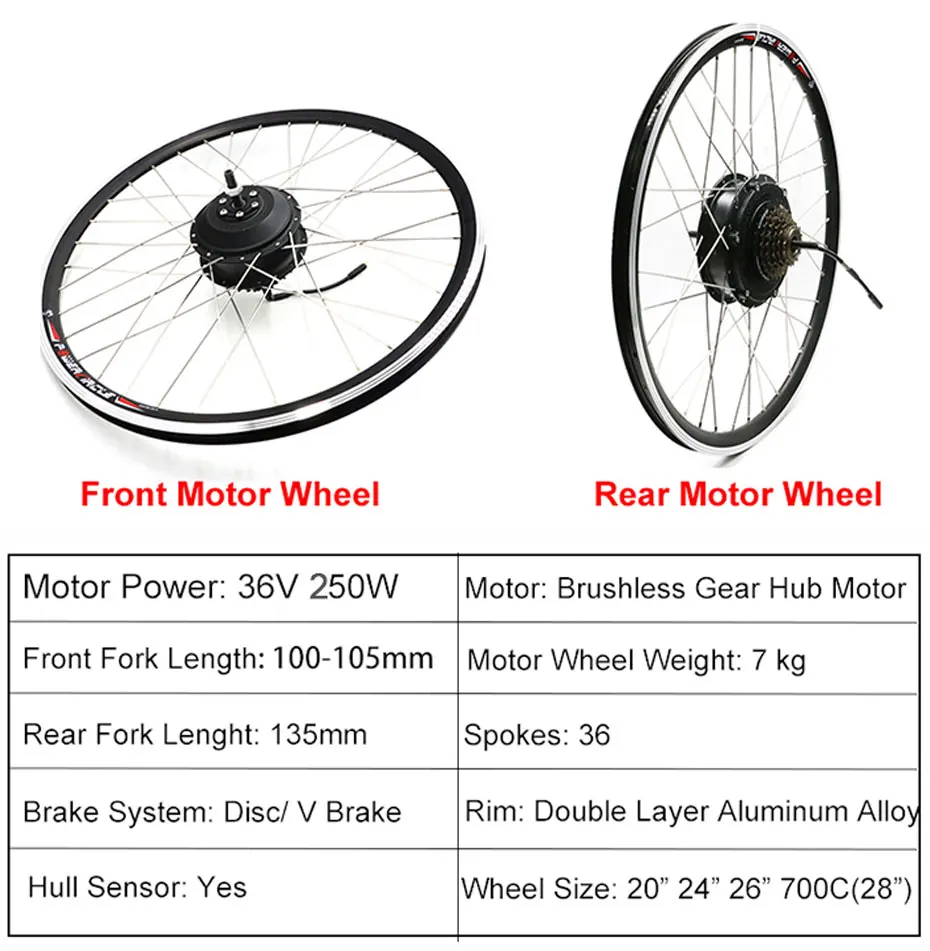 24 inch front wheel electric bike conversion kit