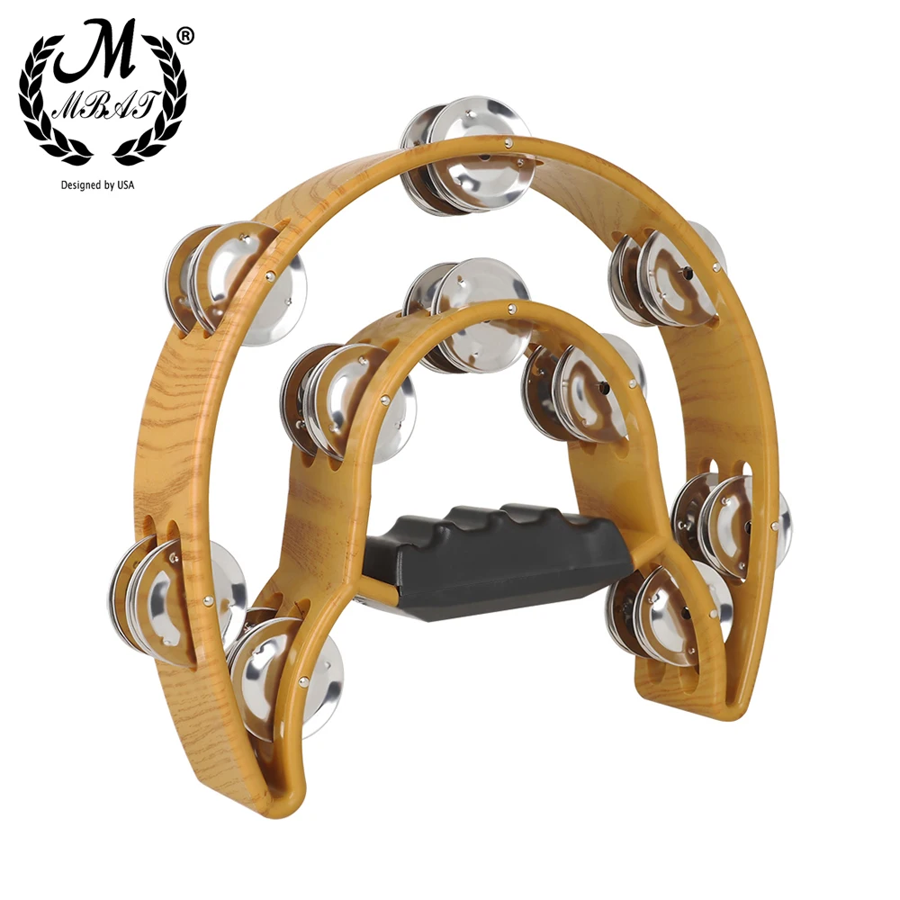 M MBAT Double Layer Hand Bell Portable Musical Gift Educational Toy Percussion Instrument for Kids Party Freestyle Tambourine