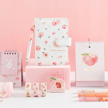 

Kawaii stationery collection summer peach stationery set small fresh magnetic buckle pen tape countdown calendar