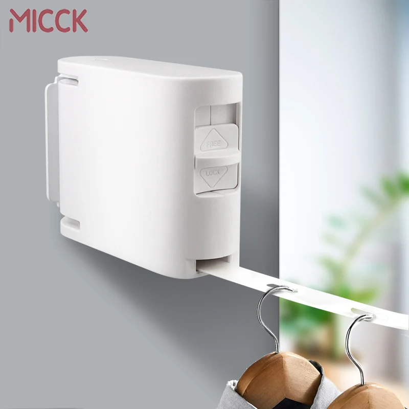 

MICCK Indoor Invisible Clothesline with Hanger Hole Retractable Clothesline Rope Drying Rack Balcony Clothes Line Bathroom Set