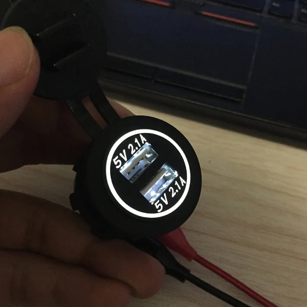 DC 12~ 24V 4.2A DIY водонепроницаемый двойной Переходник USB для зарядки в машине 2.1A+ 2.1A мотоциклетное зарядное устройство с синим, зеленым, красным, белым, оранжевым
