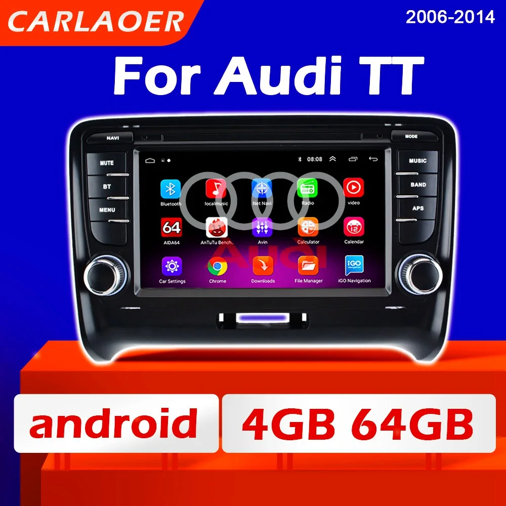 Rádio do carro android multimídia player para audi tt mk2 8j 2006 2005 2006 2007 2008 2009 2010 - 2014 2 din autoradio estéreo gps 2din