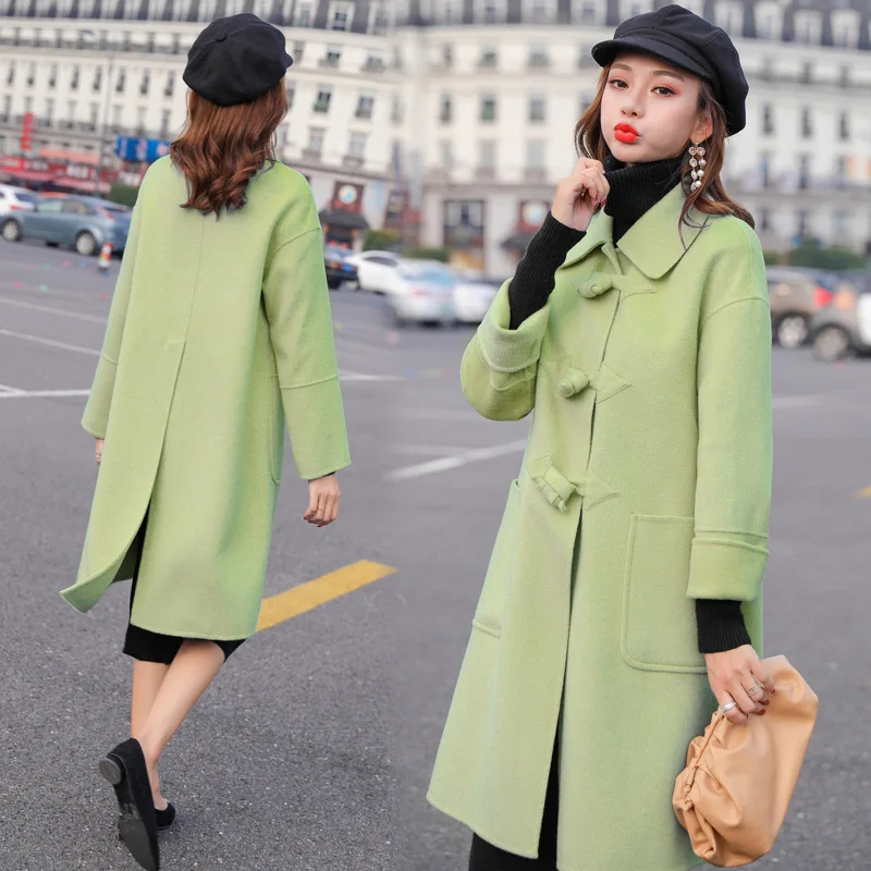 

Woolen Jacket Women's Mid-length 2019 Autumn & Winter New Style Korean-style Loose-Fit Elegant Popular Toggle Plaids And Tweedst