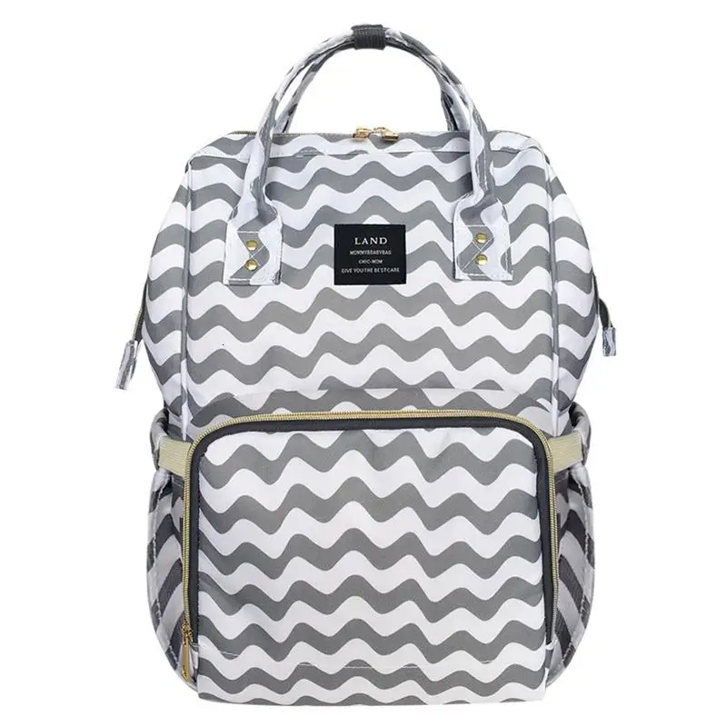 Сумка для детских подгузников, сумка для мам, сумка для подгузников для мам, Большая вместительная детская сумка, рюкзак для путешествий, дизайнерская сумка для пеленания - Цвет: Wavy