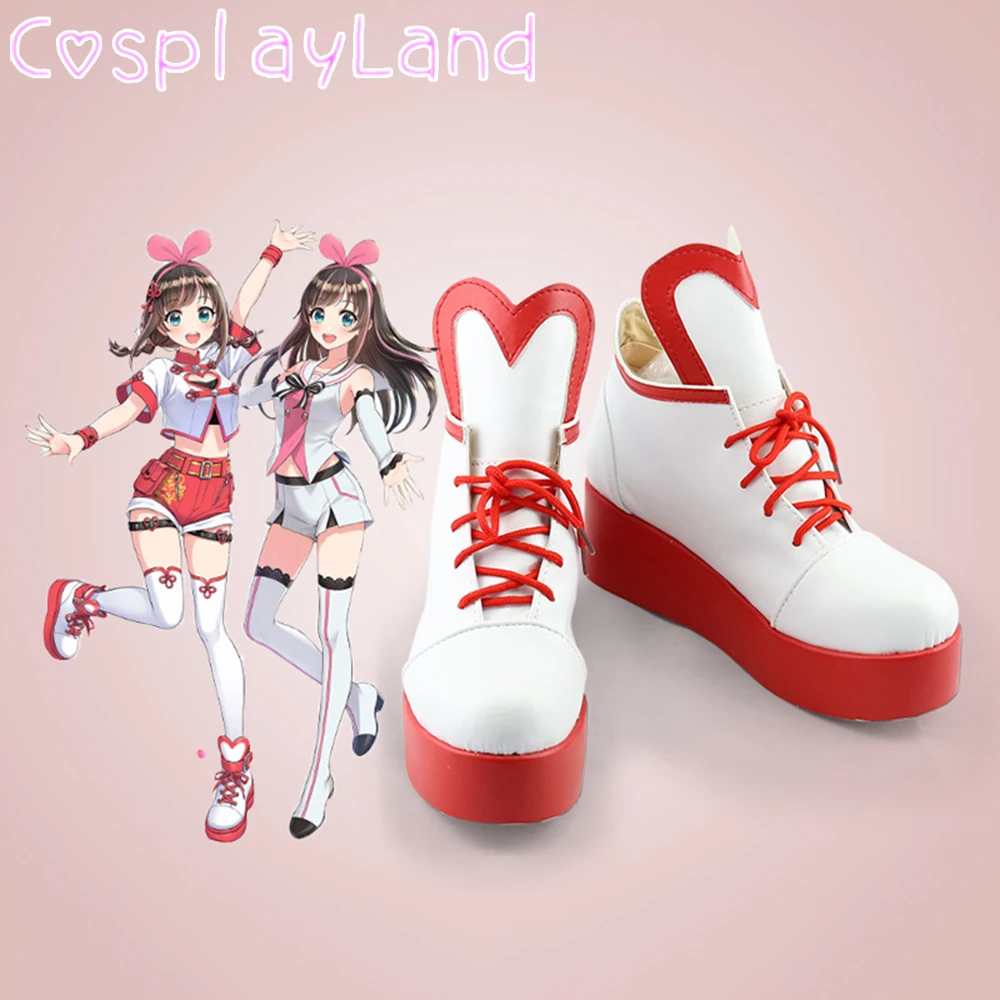 

Сапоги женские кожаные Vtuber Kizuna AI, красные, белые