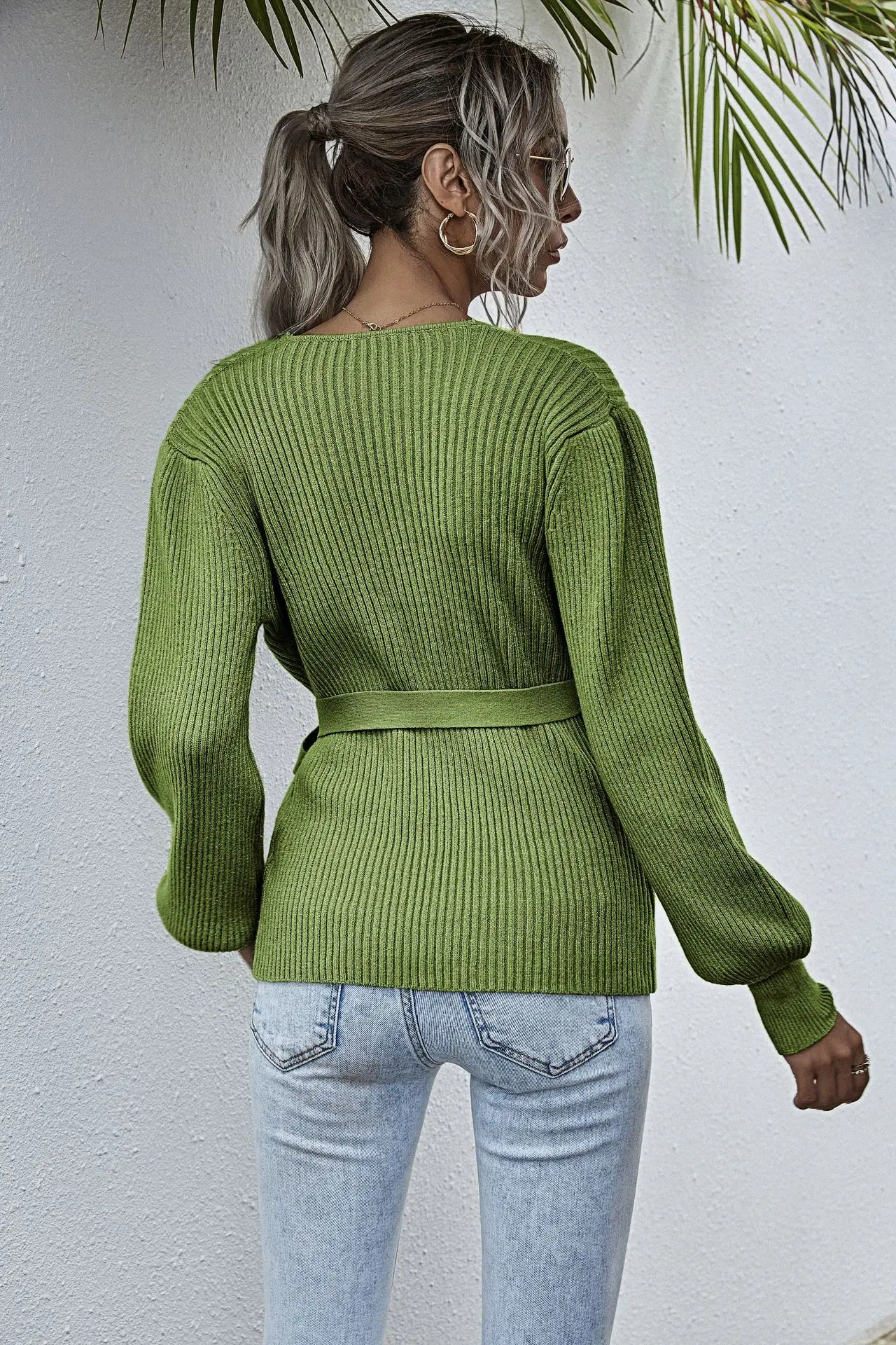 120134亚马逊爆款腰带裹胸针织衫