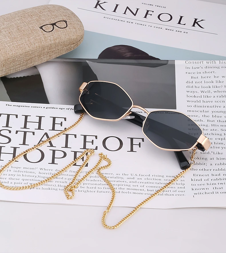 Fashion Small Irregular Sunglasses Women 2022 Luxury Brand Design Trendy Diamond Sun Glasses For Female With Metal Eyewear Chain designer sunglasses