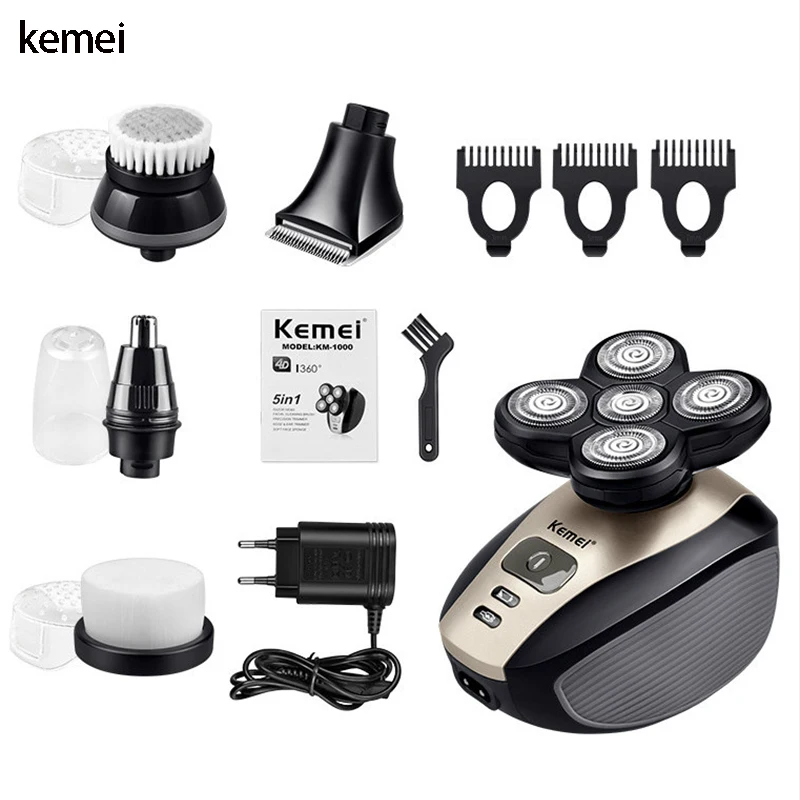 

Kemei razor men's beard trimmer electric shaver 5 in 1 multi-function razor head washable hair clipper nose hair trimmer 5