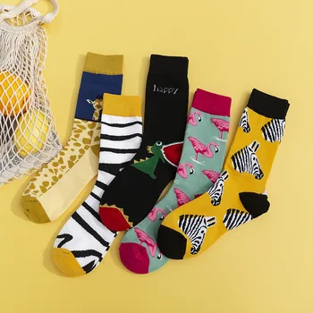 

2 pieces = 1 pairs Spring Autumn Winter Women's Socks Street Trend Cool Cartoon Animal Cotton Socks women Socks