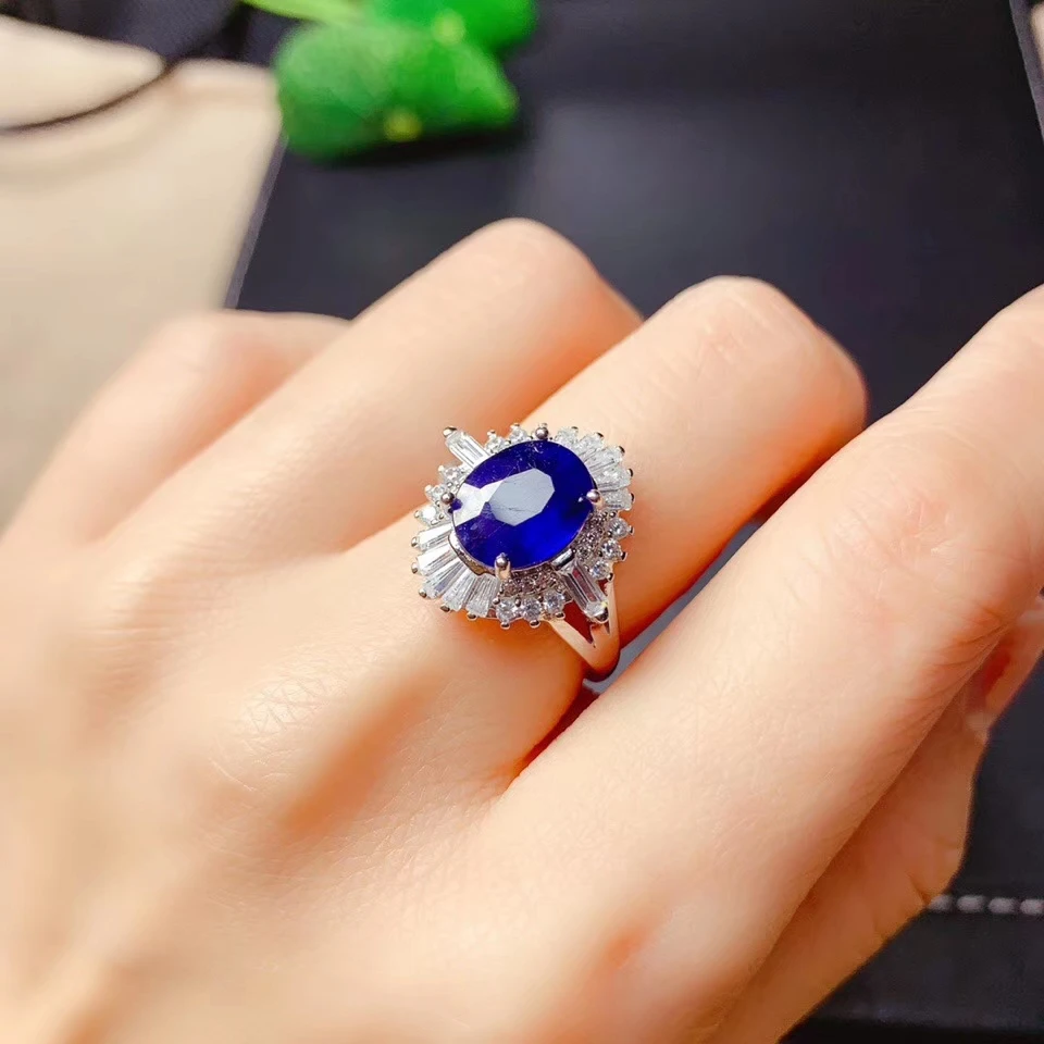 Details about   Genuine Blue Sapphire Gemstone 925 Solid Sterling Silver Ring Birthday Gift Her 